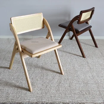 נורדי פשוטה מעץ מלא קש האוכל כיסא בחדר האוכל ריהוט מודרני מינימליסטי משענת פנאי קיפול הכיסא במטבח